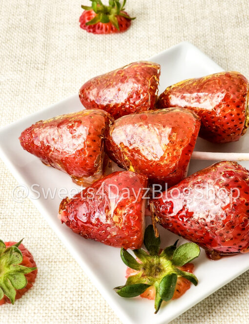 Candied Strawberries on Linen