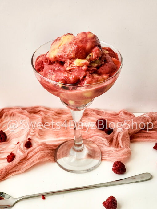 Raspberry Mango Frozen Yogurt on White