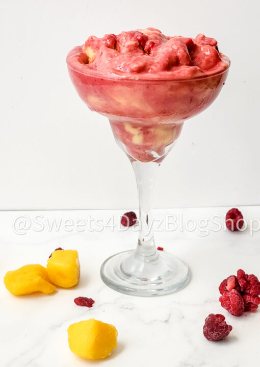Raspberry Mango Frozen Yogurt on Marble