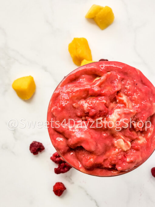 Raspberry Mango Frozen Yogurt on Marble - Image 4