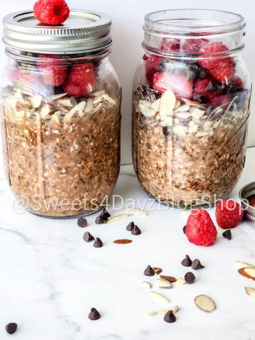 Chocolate Overnight Oats on Marble - Image 2