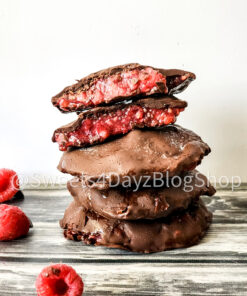 Chocolate Raspberry Bites on Grey Wood