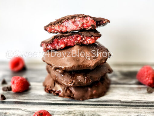 Chocolate Raspberry Bites on Grey Wood - Image 3