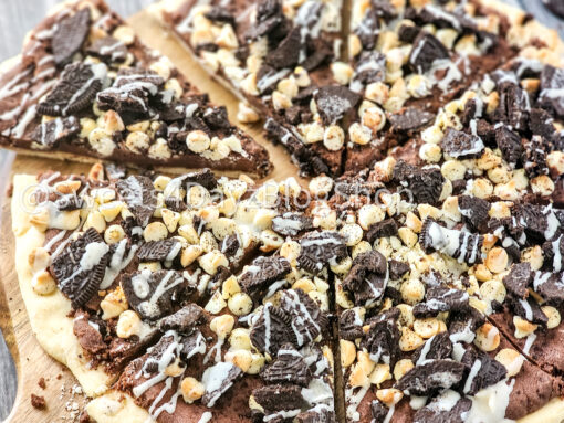 Oreo Dessert Pizza on Grey Wood - Image 2