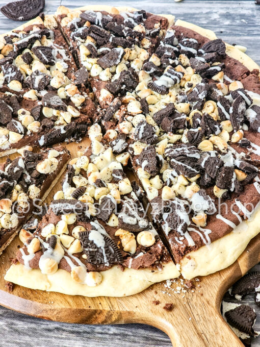 Oreo Dessert Pizza on Grey Wood - Image 3