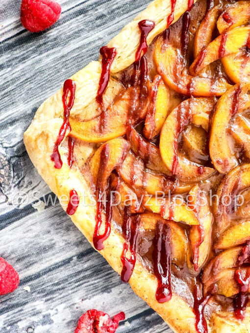 Peach Melba Tart on Grey Wood - Image 5