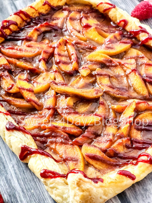 Peach Melba Tart on Grey Wood - Image 6