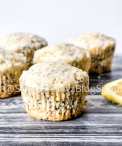 Lemon Poppyseed Muffins on Grey Wood