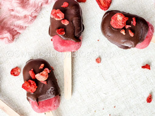Chocolate Covered Strawberry Popsicles on Linen - Image 2