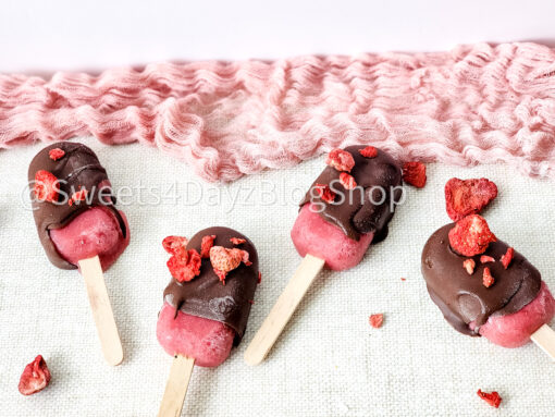 Chocolate Covered Strawberry Popsicles on Linen - Image 3