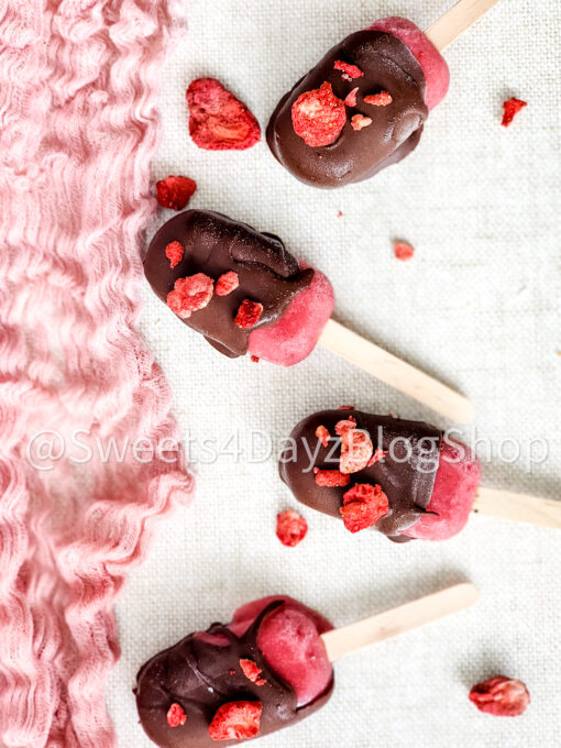 Chocolate Covered Strawberry Popsicles on Linen - Image 6