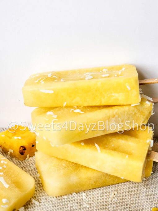 Pineapple Coconut Popsicles on Linen