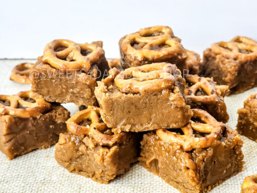 Peanut Butter Pretzel Fudge on Linen - Image 2