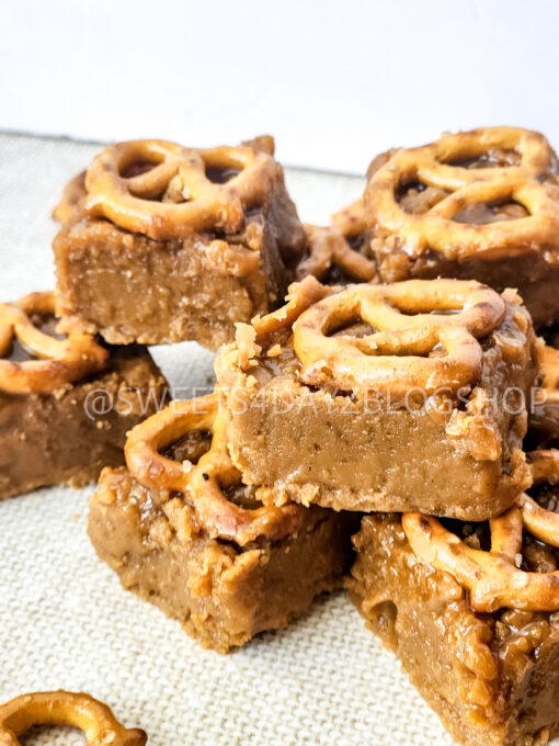 Peanut Butter Pretzel Fudge on Linen - Image 5