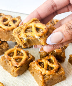 Peanut Butter Pretzel Fudge on Linen