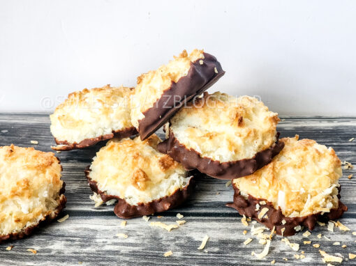 Keto Coconut Macarons on Grey Wood - Image 2