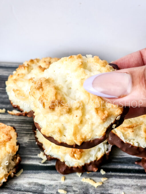 Keto Coconut Macarons on Grey Wood - Image 3