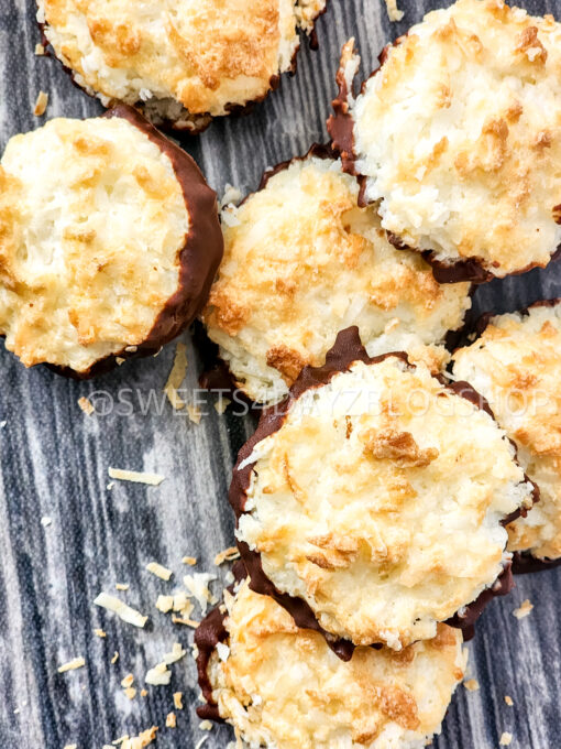 Keto Coconut Macarons on Grey Wood - Image 4