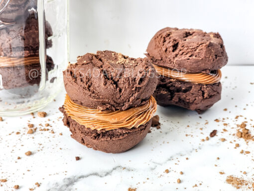 Mocha Caramel Cookie Sandwiches on Marble - Image 7