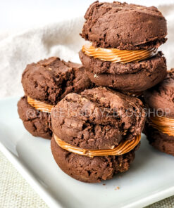 Mocha Caramel Cookie Sandwiches on Linen