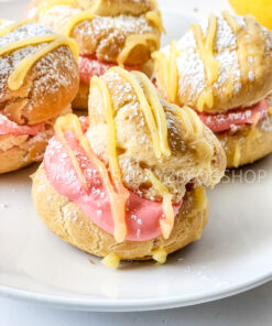 Lemon Strawberry Cream Puffs on White