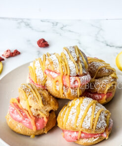 Lemon Strawberry Cream Puffs on Marble