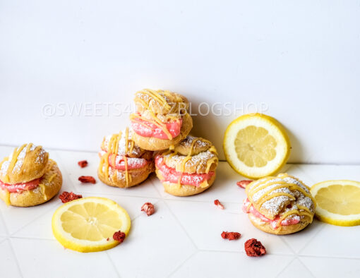 Lemon Strawberry Cream Puffs on Rhombus - Image 3