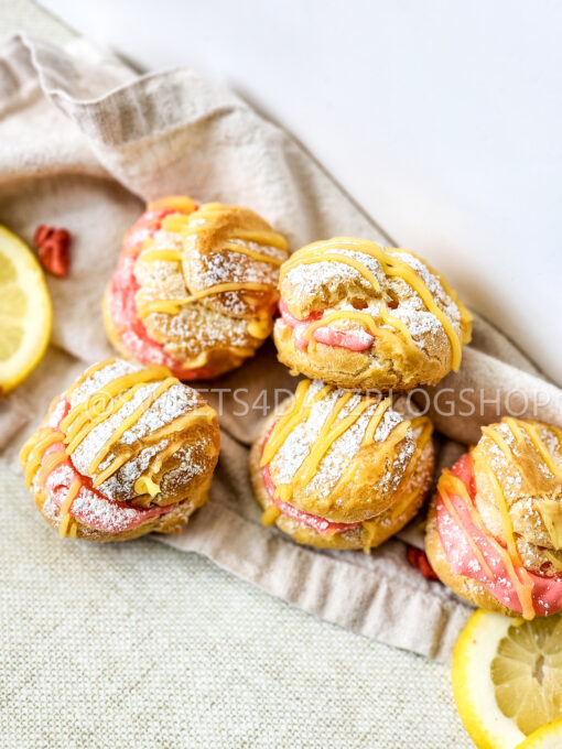 Lemon Strawberry Cream Puffs on Linen - Image 2
