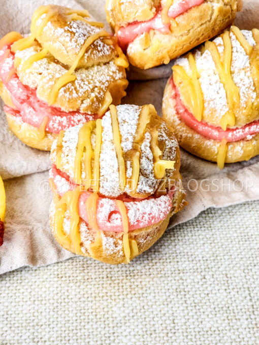 Lemon Strawberry Cream Puffs on Linen - Image 3