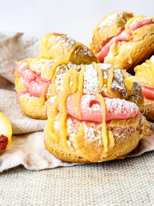 Lemon Strawberry Cream Puffs on Linen - Image 4