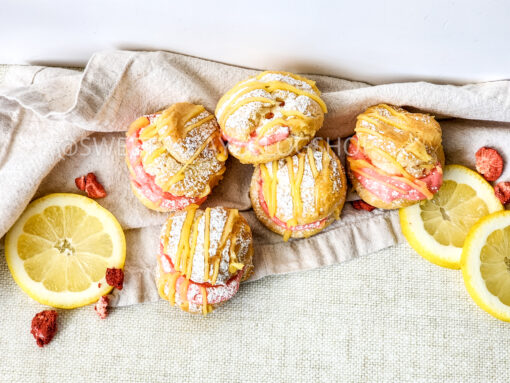 Lemon Strawberry Cream Puffs on Linen - Image 5