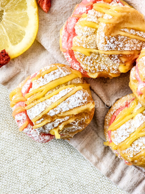 Lemon Strawberry Cream Puffs on Linen - Image 6