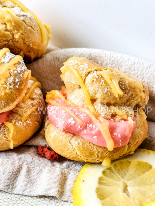 Lemon Strawberry Cream Puffs on Linen - Image 7