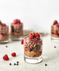 Simple Raspberry Fudge Parfait on Linen