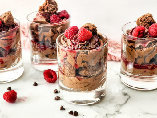 Simple Raspberry Fudge Parfait on Marble - Image 6