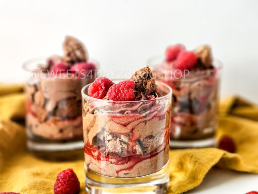 Simple Raspberry Fudge Parfait on White - Image 4
