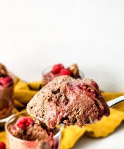 Simple Raspberry Fudge Parfait on White