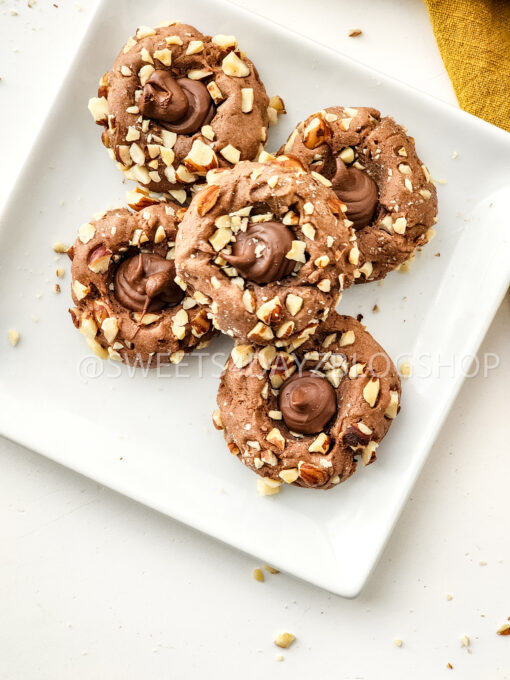 Simple Thumbprint Nutella Cookies on White - Image 6