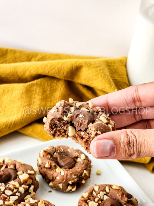 Simple Thumbprint Nutella Cookies on White