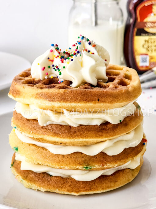 Mini Funfetti Waffle Cake on White - Image 2