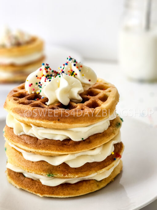 Mini Funfetti Waffle Cake on White - Image 3