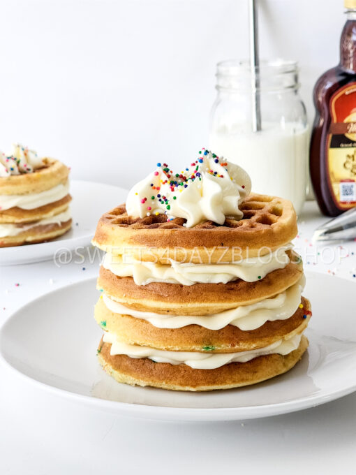 Mini Funfetti Waffle Cake on White