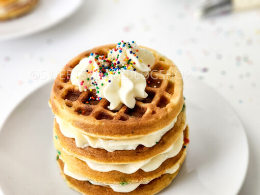 Mini Funfetti Waffle Cake on White - Image 4