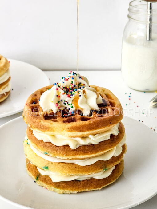 Mini Funfetti Waffle Cake on White - Image 6