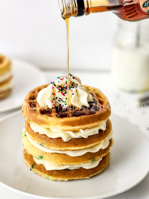 Mini Funfetti Waffle Cake on White - Image 7