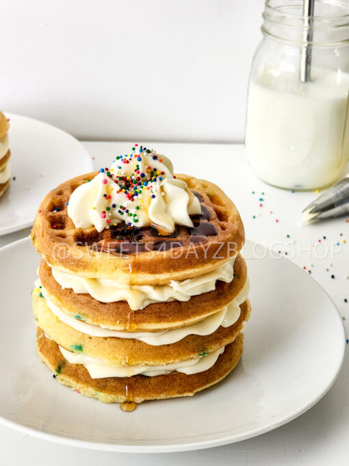 Mini Funfetti Waffle Cake on White - Image 8