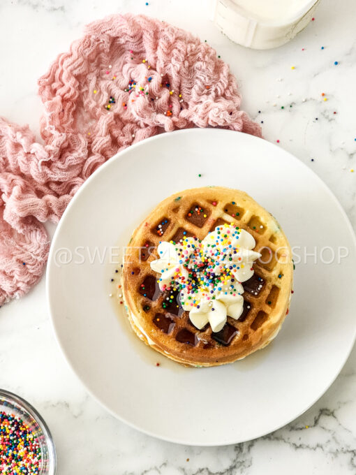 Mini Funfetti Waffle Cake on Marble - Image 7