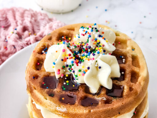 Mini Funfetti Waffle Cake on Marble - Image 9