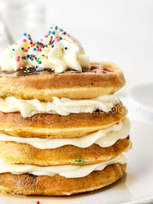Mini Funfetti Waffle Cake on Linen - Image 2