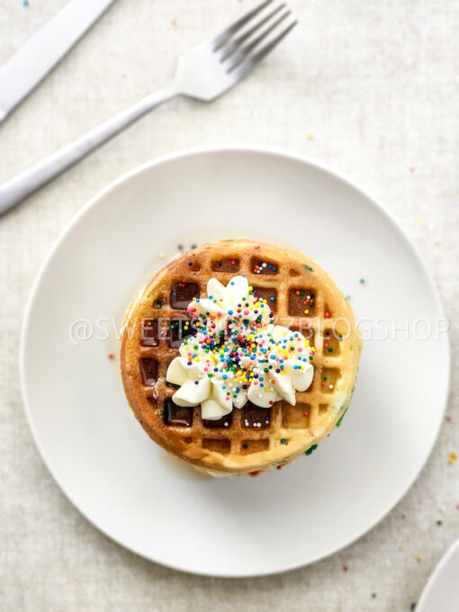 Mini Funfetti Waffle Cake on Linen - Image 3